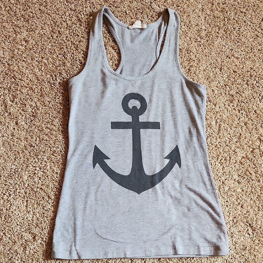 Light Gray Anchor Racerback Tank - Picture 2 of 7